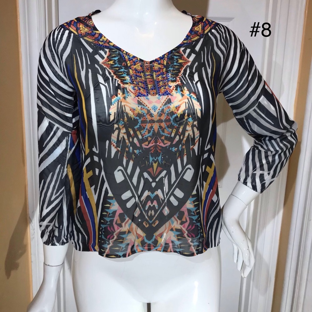 Sublimation Chiffon blouse, long sleeves